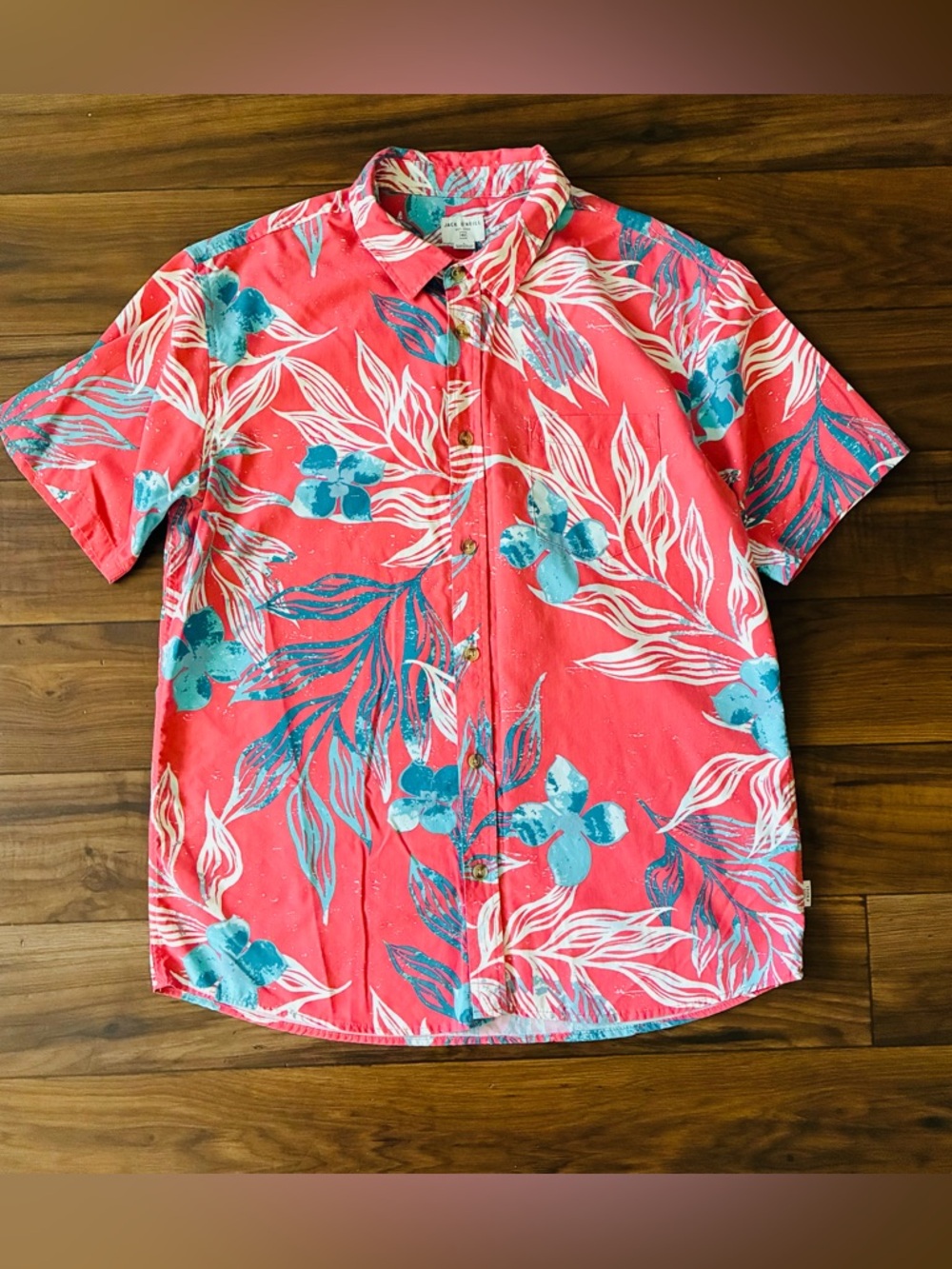 O'Neill Coral Pink Tropical Floral Button-Down Shirt